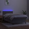 vidaXL Boxspringbett mit Matratze & LED Hellgrau 90x190 cm Samt