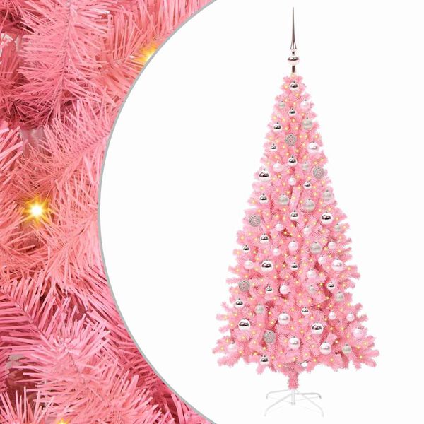 vidaXL Weihnachtsbaum mit 300 LEDs mit St&auml;nder Rosa 180 cm PVC