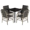 vidaXL 5-tlg. Garten-Essgruppe mit Kissen Hellgrau Poly Rattan