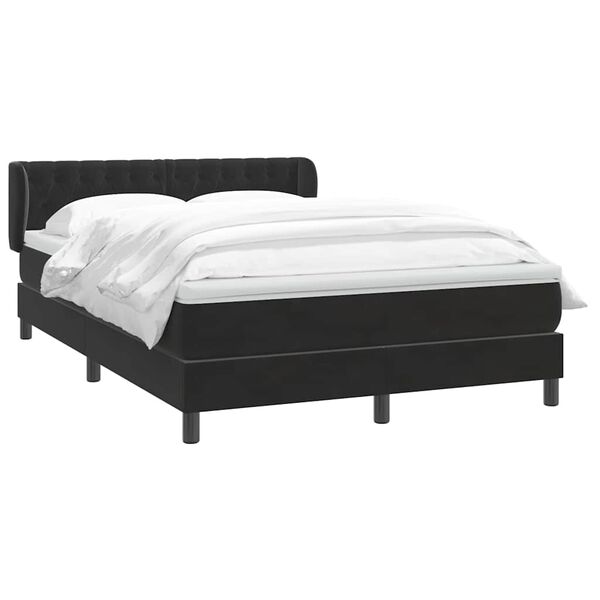 vidaXL Boxspringbett mit Matratze Schwarz 160x210 cm Samt