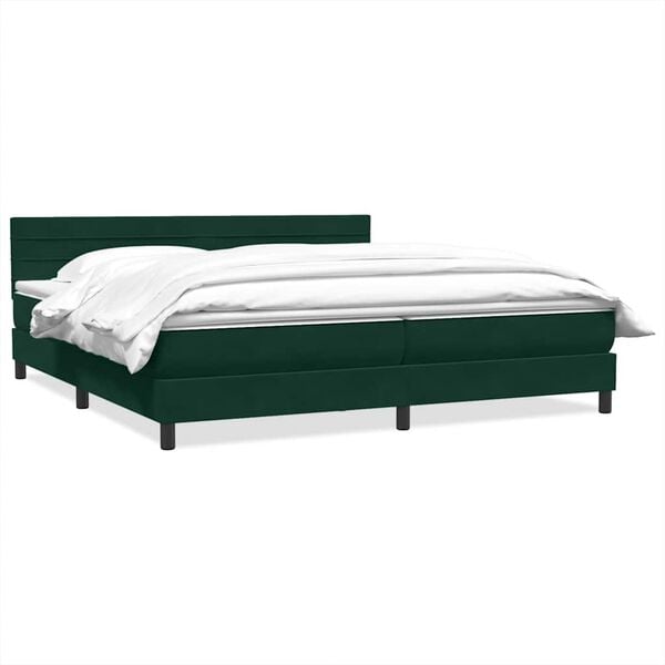 vidaXL Boxspringbett mit Matratze Dunkelgr&uuml;n 180x220 cm Samt