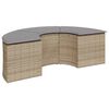 vidaXL 3-tlg. Garten-Sofagarnitur Halbrund Beige Poly-Rattan