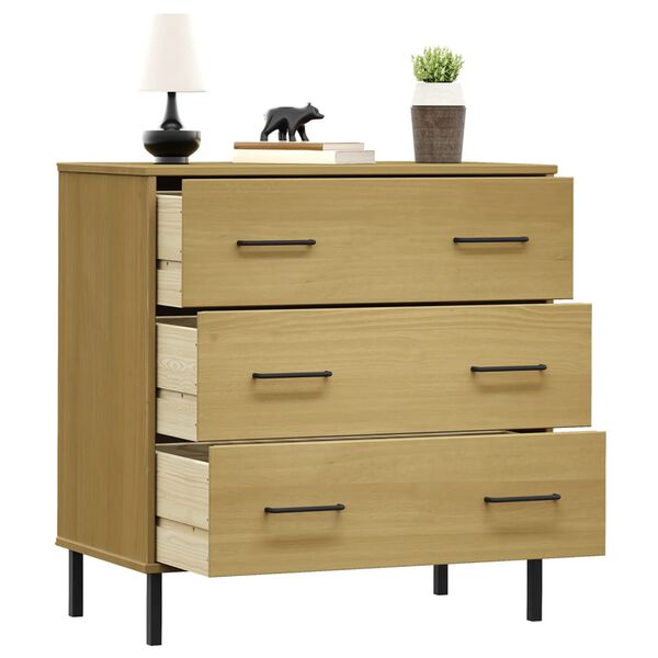 vidaXL Sideboard OSLO mit 3 Schubladen Braun 77x40x79,5 cm Massivholz