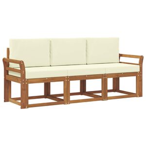 vidaXL Outdoor-Sofagarnitur mit Kissen 3 pcs Natur und Creme