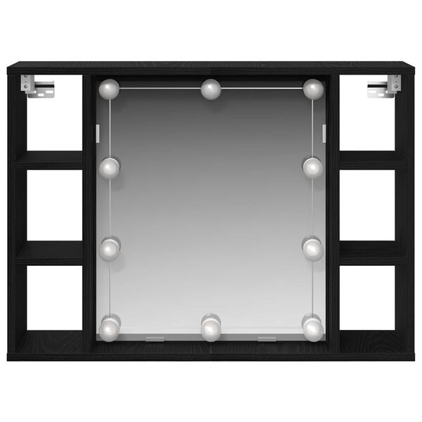 vidaXL Spiegelschrank mit Regal Schwarz Eichen-Optik 76 x 15 x 55 cm