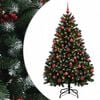 vidaXL K&uuml;nstlicher Weihnachtsbaum Gr&uuml;n mit Kugeln 150 cm 150 LEDs