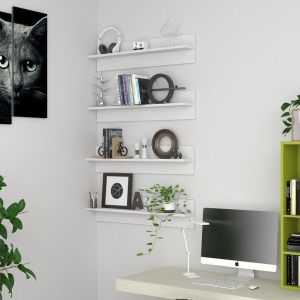 vidaXL Wandregale 4 Stk. Wei&szlig; 80x11,5x18 cm Holzwerkstoff