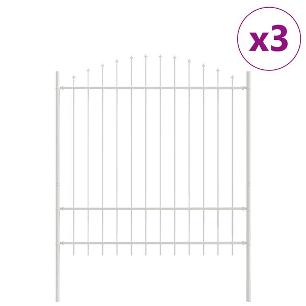 vidaXL Gartenzaun 3 pcs Wei&szlig; 170 x 215 cm Pulverbeschichteter Stahl