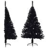 vidaXL K&uuml;nstlicher Halb-Weihnachtsbaum mit St&auml;nder Schwarz 150 cm PVC