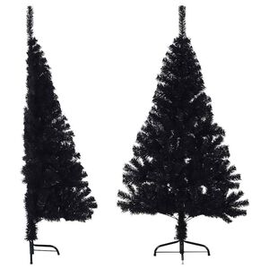 vidaXL K&uuml;nstlicher Halb-Weihnachtsbaum mit St&auml;nder Schwarz 150 cm PVC