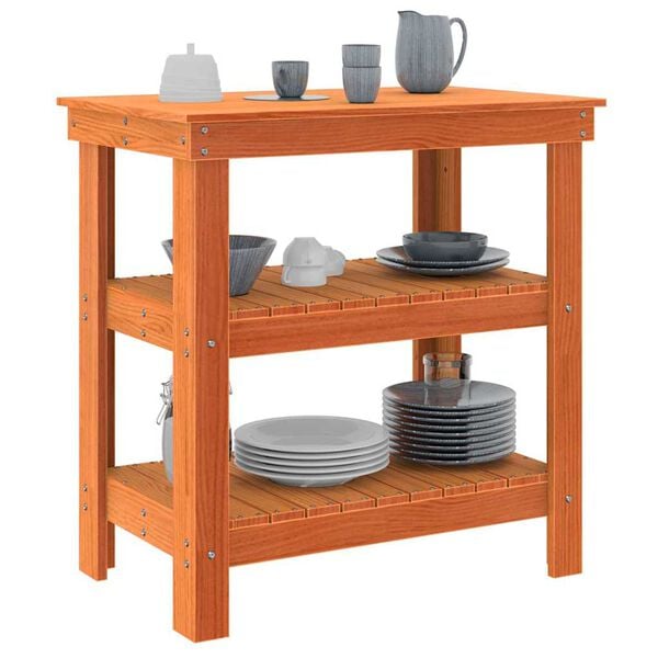 vidaXL Werkbank Wachsbraun 78,5 x 50 x 80 cm Massives Kiefernholz