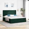 vidaXL Ottoman-Bett mit Matratzen & LEDs Dunkelgr&uuml;n 200x200 cm Samt