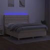 vidaXL Boxspringbett mit Matratze & LED Creme 160x200 cm Stoff
