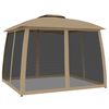 vidaXL Pavillon mit Doppeldach & Netzwänden Taupe 2,93x2,93 m Stahl