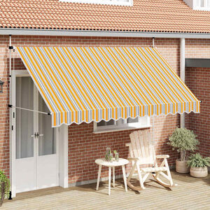vidaXL Einziehbare Markise Handbetrieben 350 cm Gelb/Blau Gestreift