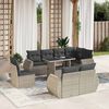 vidaXL 9-tlg. Garten-Sofagarnitur mit Kissen Hellgrau Poly Rattan