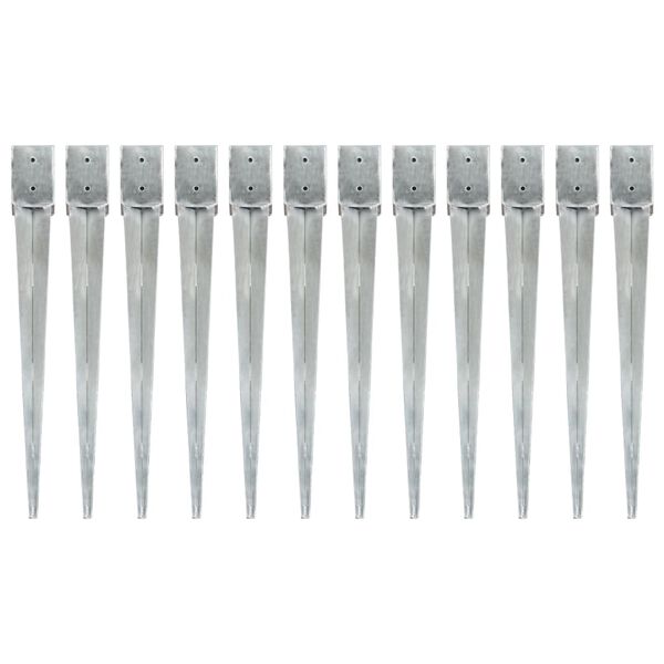 vidaXL Erdspie&szlig;e 12 Stk. Silbern 10&times;10&times;91 cm Verzinkter Stahl