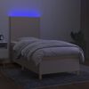 vidaXL Boxspringbett mit Matratze & LED Creme 100x200 cm Stoff