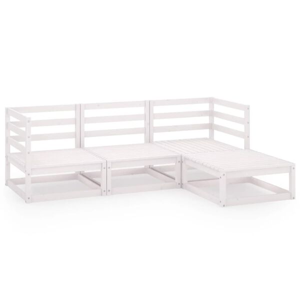 vidaXL 4-tlg. Garten-Lounge-Set Wei&szlig; Massivholz Kiefer