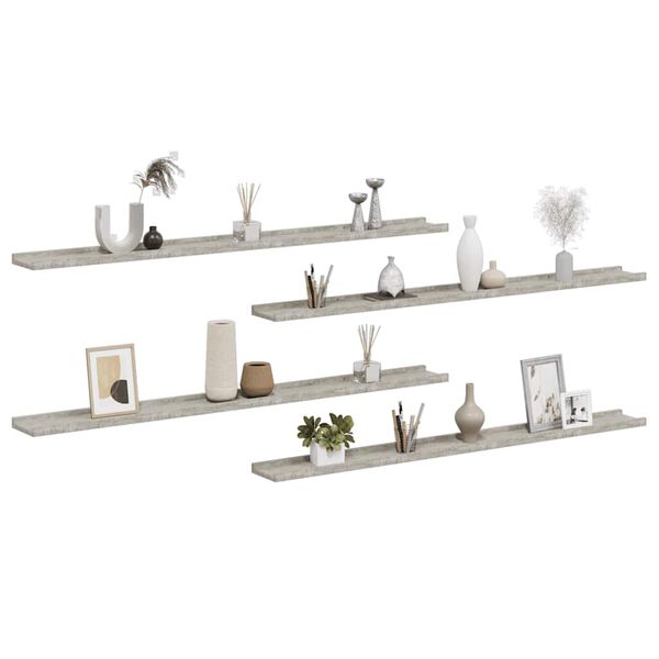 vidaXL Wandregale 4 Stk. Betongrau 115x9x3 cm