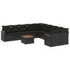 vidaXL 11-tlg. Garten-Sofagarnitur mit Kissen Schwarz Poly Rattan