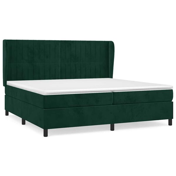 vidaXL Boxspringbett mit Matratze Dunkelgr&uuml;n 200x200 cm Samt