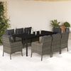 vidaXL 9-tlg. Garten-Essgruppe mit Kissen Grau Poly Rattan