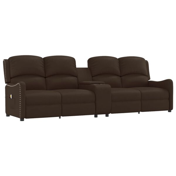 vidaXL 4-Sitzer Massagesessel mit Getr&auml;nkehalter Braun Kunstleder