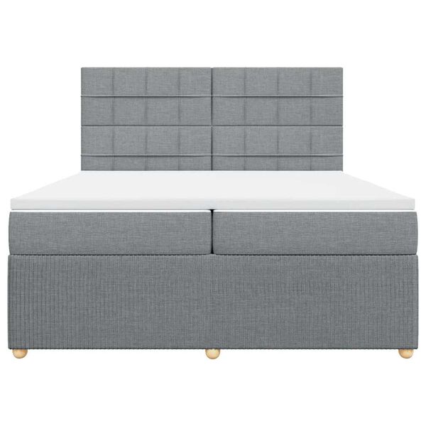 vidaXL Boxspringbett mit Matratze Hellgrau 200x200 cm Stoff