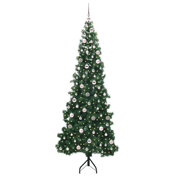 vidaXL Eckiger k&uuml;nstlicher Weihnachtsbaum Gr&uuml;n 240 cm PVC und Metall