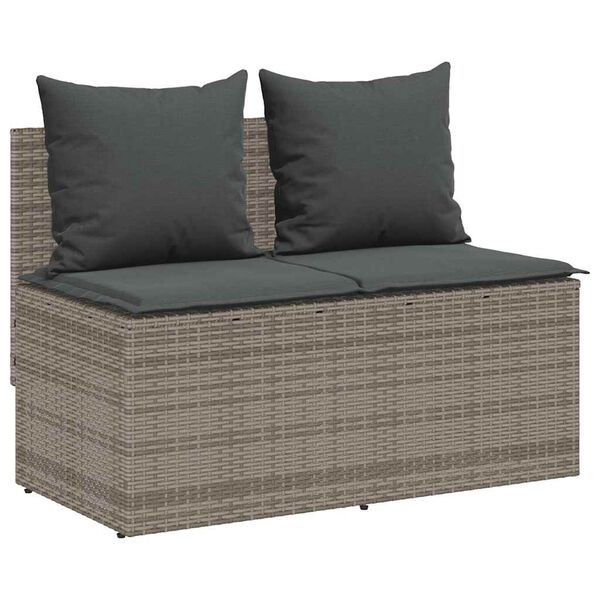 vidaXL 3-tlg. Garten-Essgruppe mit Kissen Grau Poly Rattan