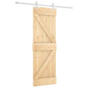 vidaXL Schiebet&uuml;r Nat&uuml;rlich und Wei&szlig; 70 x 210 cm Massivkiefer
