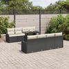 vidaXL Garten-Sofa-Set mit Kissen mit Kissen 9 pcs Schwarz Poly Rattan
