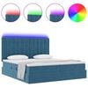 vidaXL Bett mit LED-Lichtleisten Dunkelblau 180 x 200 cm Samt