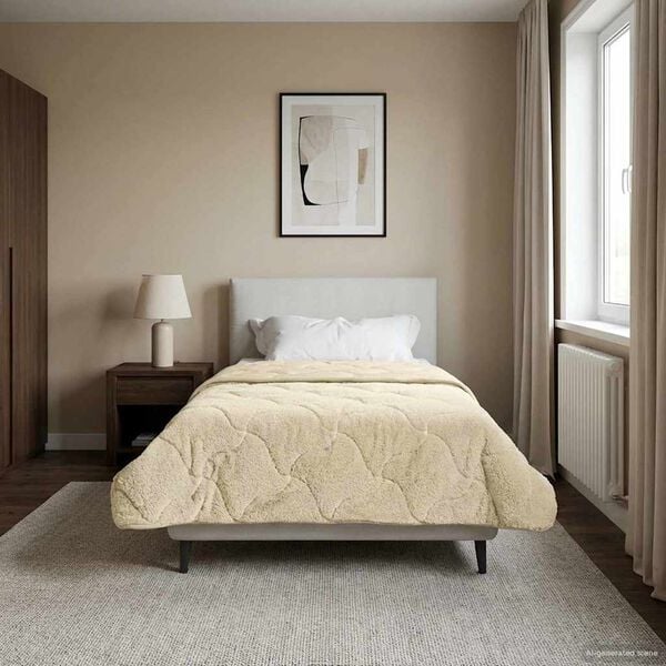 vidaXL Winterbettdecke Creme 140 x 200 cm Mikrofaser und Teddy-Fleece