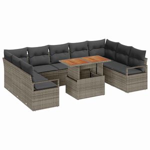 vidaXL Gartensofa-set 10 stk. 9-Sitzanzahl Grau und Braun