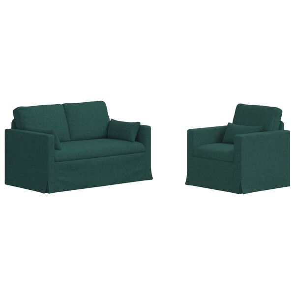vidaXL Sofa 2 pcs Dunkelgr&uuml;n