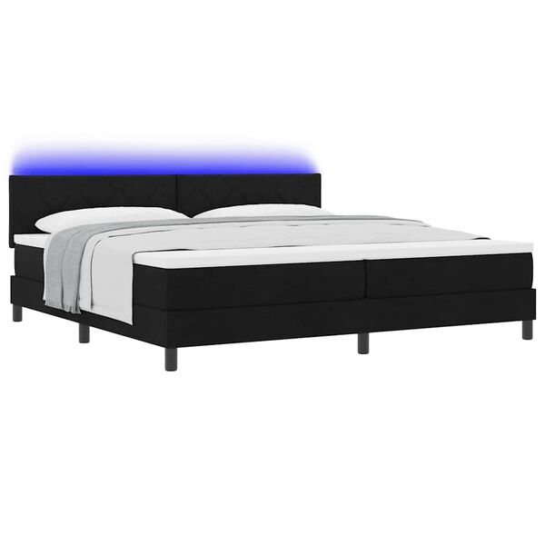 vidaXL Boxspringbett mit Matratze mit LED Schwarz 200 x 200 cm Stoff