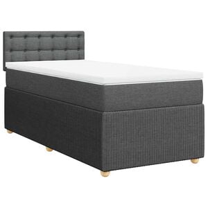 vidaXL Boxspringbett mit Matratze Dunkelgrau 80x200 cm Stoff