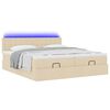 vidaXL Ottoman-Bett mit Matratzen & LEDs Creme 200x200 cm Stoff