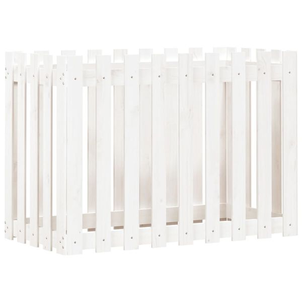 vidaXL Hochbeet Lattenzaun-Design Wei&szlig; 100x50x70 cm Massivholz Kiefer