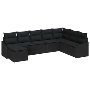 vidaXL Gartensofa-set mit Kissen 8 pcs Schwarz Poly-Rattan