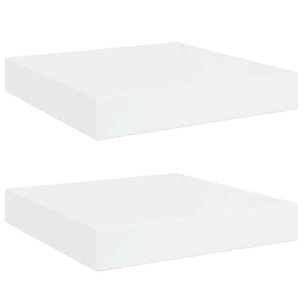 vidaXL Schweberegale 2 Stk. Hochglanz-Wei&szlig; 23x23,5x3,8 cm MDF