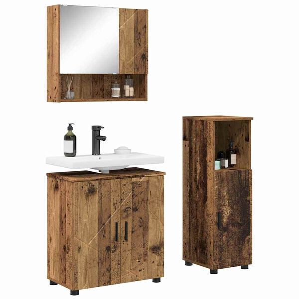 vidaXL Badezimmerm&ouml;bel-Set 3 pcs Altholz Holzwerkstoff & Metall