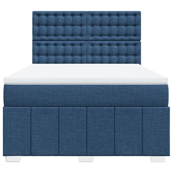 vidaXL Boxspringbett mit Matratze Blau 160x200 cm Stoff