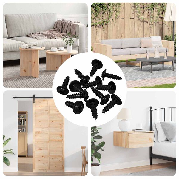 vidaXL Selbstschneidender Nagel 12 pcs Schwarz 3,5 x 12 mm Eisen