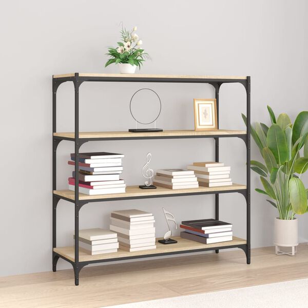 vidaXL B&uuml;cherregal Sonoma-Eiche 100x33x100 cm Holzwerkstoff und Stahl
