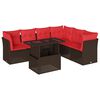 vidaXL 7-teiliges Gartensofa-Set mit Kissen, braun, Polyrattan