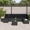 vidaXL Garten-Sofa-Set mit Kissen 7 pcs Schwarz Poly-Rattan