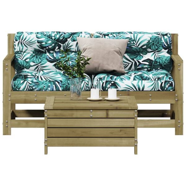 vidaXL 3-tlg. Garten-Lounge-Set mit Kissen Kiefernholz Imprägniert